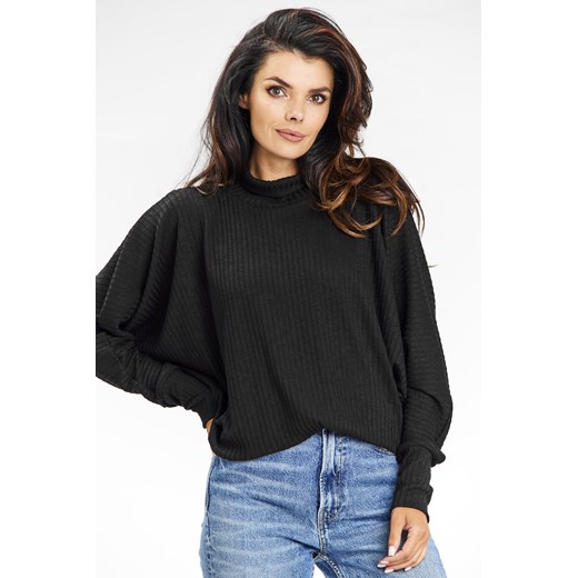 Sweter damski z golfem - czarny ze sklepu Cudmoda w kategorii Swetry damskie - zdjęcie 179654220