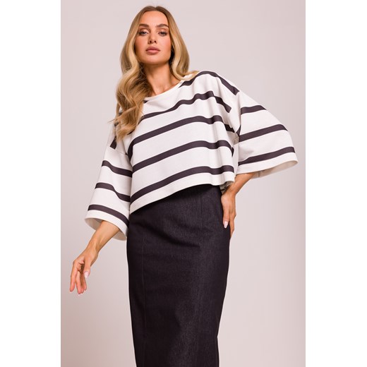 Krótka bluza z nadrukiem - model 1 ze sklepu Cudmoda w kategorii Bluzy damskie - zdjęcie 179654724