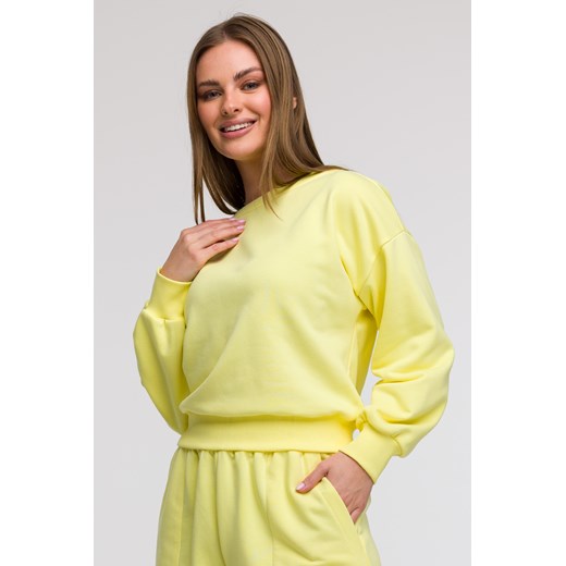 Bluza damska z otwartymi plecami - cytrynowa One Size Cudmoda