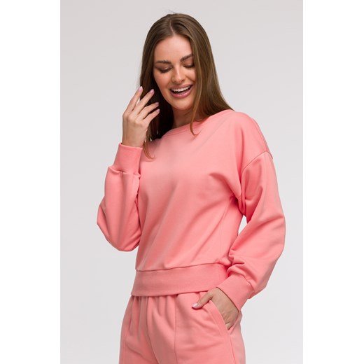 Bluza damska z otwartymi plecami - koralowa ze sklepu Cudmoda w kategorii Bluzy damskie - zdjęcie 179654881