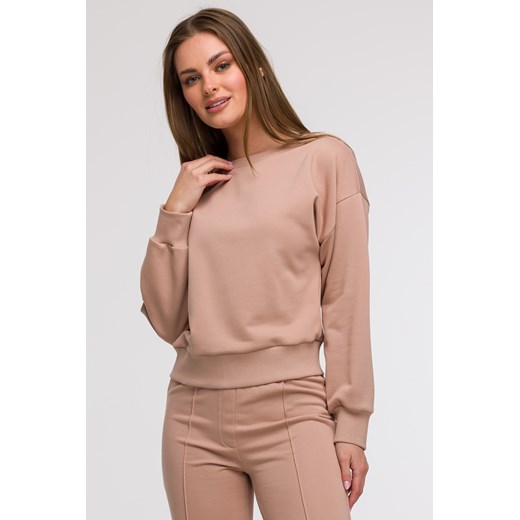 Bluza damska z otwartymi plecami - mocca ze sklepu Cudmoda w kategorii Bluzy damskie - zdjęcie 179654882
