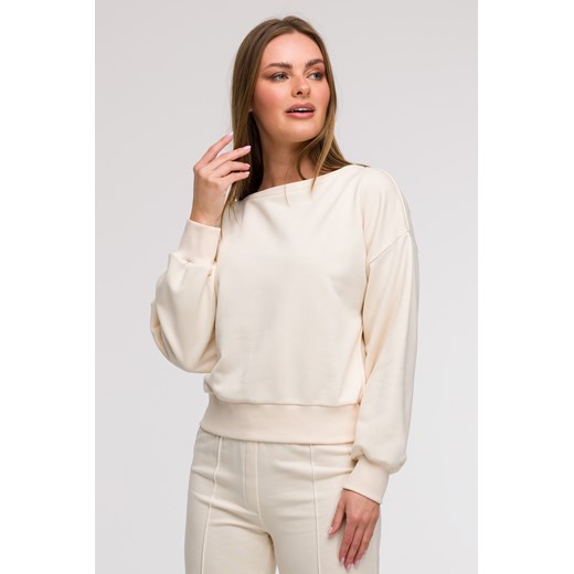 Bluza damska z otwartymi plecami - waniliowa ze sklepu Cudmoda w kategorii Bluzy damskie - zdjęcie 179654883