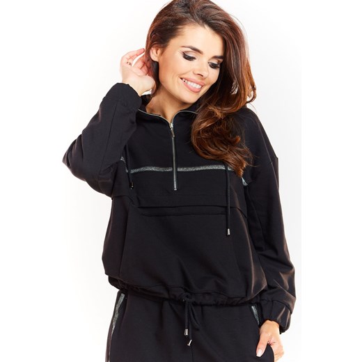 Luźna bluza z kapturem - czarna ze sklepu Cudmoda w kategorii Bluzy damskie - zdjęcie 179655130