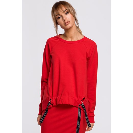 Bluza z klamerkami i lampasami - czerwona ze sklepu Cudmoda w kategorii Bluzy damskie - zdjęcie 179655450