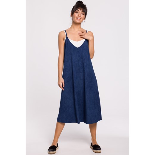 Sukienka warstwowa na ramiączkach - denim ze sklepu Cudmoda w kategorii Sukienki - zdjęcie 179655600