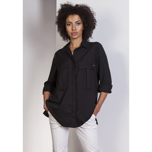 Elegancka koszula oversize - czarna ze sklepu Cudmoda w kategorii Koszule damskie - zdjęcie 179655681