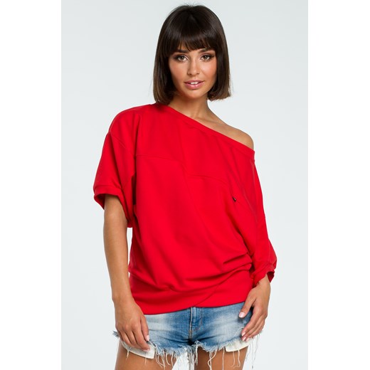 Bluza oversize z rękawem kimono - czerwona ze sklepu Cudmoda w kategorii Bluzy damskie - zdjęcie 179656044