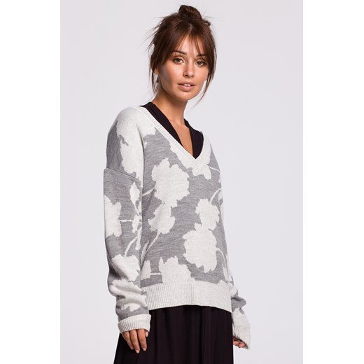Sweter w kwiaty - model 1 ze sklepu Cudmoda w kategorii Swetry damskie - zdjęcie 179656063