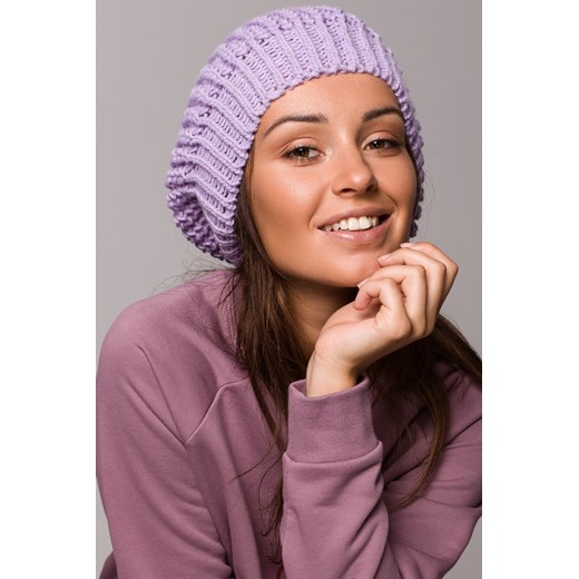 Stylowy ciepły beret - lawendowy ze sklepu Cudmoda w kategorii Czapki zimowe damskie - zdjęcie 179656090
