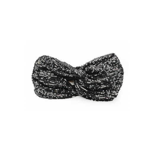 Opaska bandana na głowę - grafitowa-cekiny ze sklepu Cudmoda w kategorii Opaski do włosów - zdjęcie 179656504