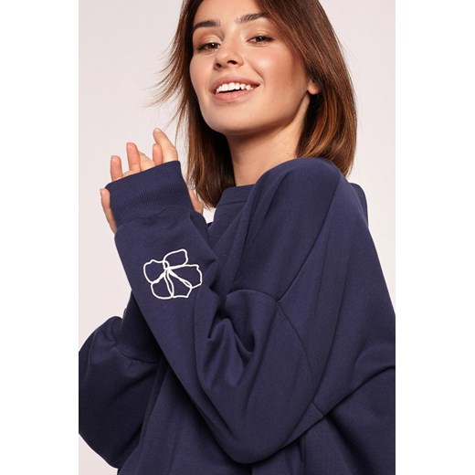 Bluza z dekoltem na plecach - niebieska ze sklepu Cudmoda w kategorii Bluzy damskie - zdjęcie 179656624