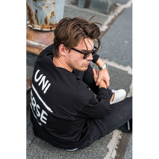 Bluzka męska longsleeve z nadrukiem - czarna One Size wyprzedaż Cudmoda