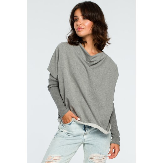 Bluza z dekoltem z tyłu - szara ze sklepu Cudmoda w kategorii Bluzy damskie - zdjęcie 179657081