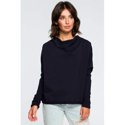 Bluza z dekoltem z tyłu - granatowa ze sklepu Cudmoda w kategorii Bluzy damskie - zdjęcie 179657091