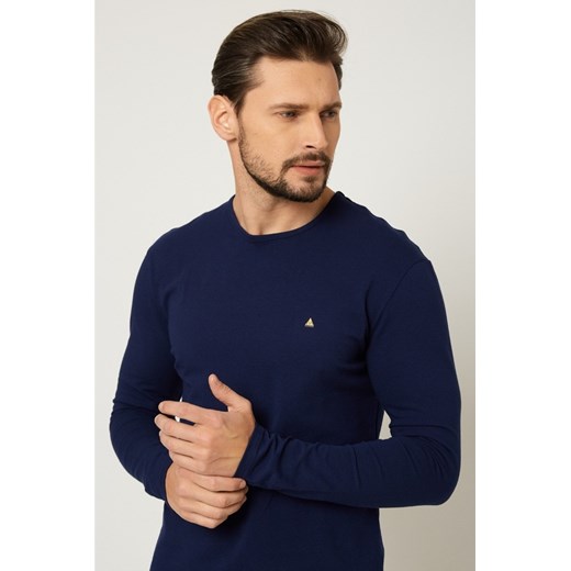 Bluzka pod marynarkę z długim rękawem - granatowa ze sklepu Cudmoda w kategorii T-shirty męskie - zdjęcie 179657272