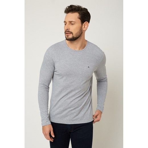 Bluzka pod marynarkę z długim rękawem - szara ze sklepu Cudmoda w kategorii T-shirty męskie - zdjęcie 179657273