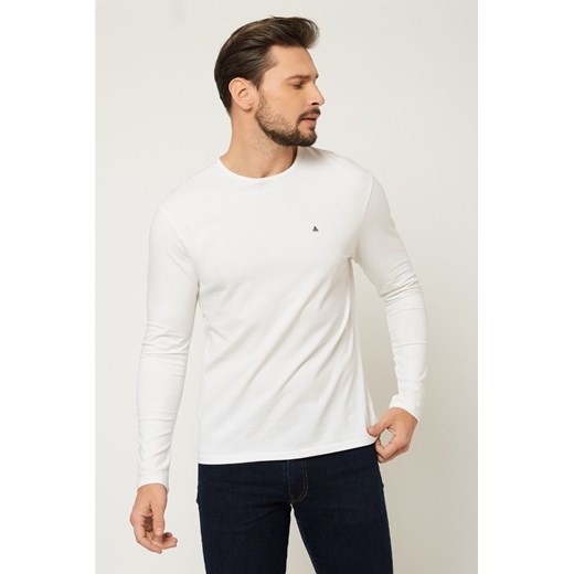 Bluzka pod marynarkę z długim rękawem - biała ze sklepu Cudmoda w kategorii T-shirty męskie - zdjęcie 179657274