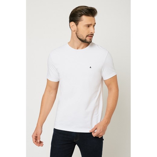 T-shirt męski pod marynarkę - biały ze sklepu Cudmoda w kategorii T-shirty męskie - zdjęcie 179657280