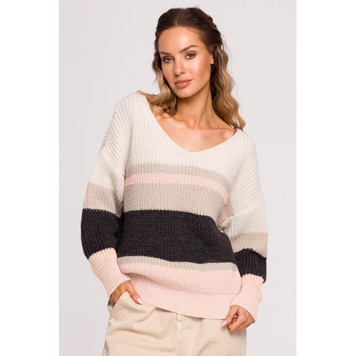 Sweter oversize z dekoltem V - model 2 ze sklepu Cudmoda w kategorii Swetry damskie - zdjęcie 179657740