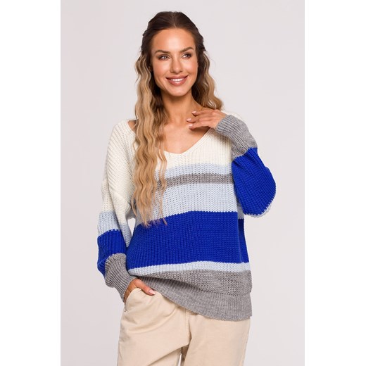 Sweter oversize z dekoltem V - model 3 ze sklepu Cudmoda w kategorii Swetry damskie - zdjęcie 179657741