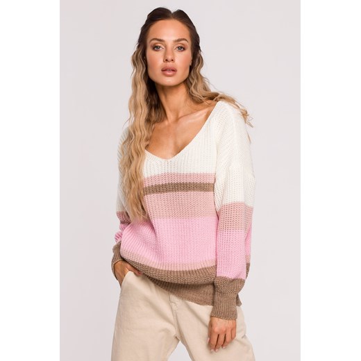 Sweter oversize z dekoltem V - model 4 ze sklepu Cudmoda w kategorii Swetry damskie - zdjęcie 179657742