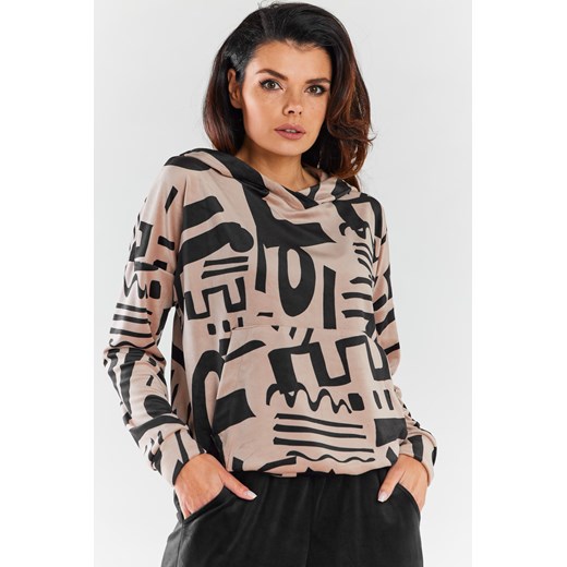 Bluza damska z kapturem - beżowa ze sklepu Cudmoda w kategorii Bluzy damskie - zdjęcie 179657874