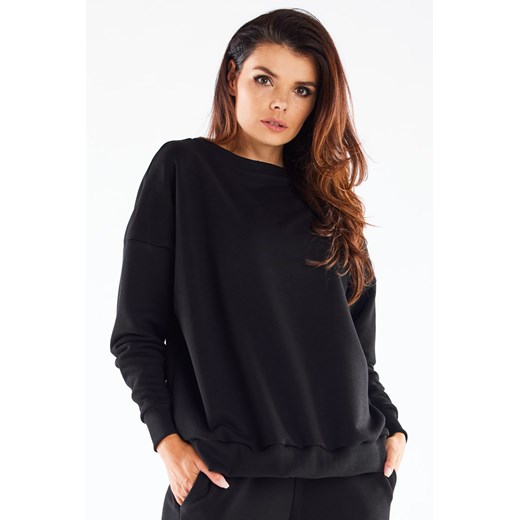 Bawełniana bluza o luźnym kroju - czarna ze sklepu Cudmoda w kategorii Bluzy damskie - zdjęcie 179657903