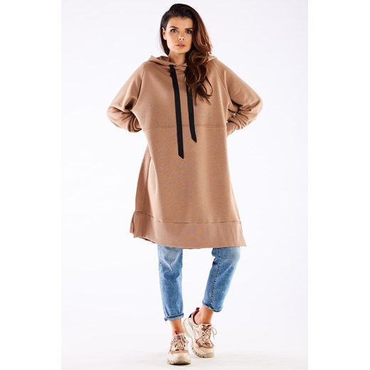 Bluza oversize z rozcięciami po bokach - beżowa ze sklepu Cudmoda w kategorii Bluzy damskie - zdjęcie 179657912
