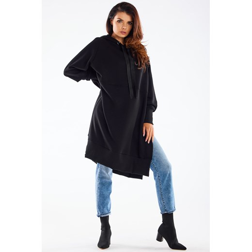 Bluza oversize z rozcięciami po bokach - czarna ze sklepu Cudmoda w kategorii Bluzy damskie - zdjęcie 179657913