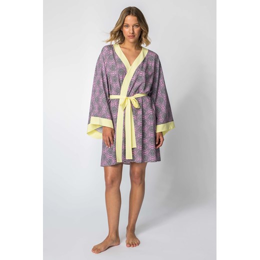 Szlafrok o kroju kimono z nadrukiem - model 2 ze sklepu Cudmoda w kategorii Szlafroki damskie - zdjęcie 179658090