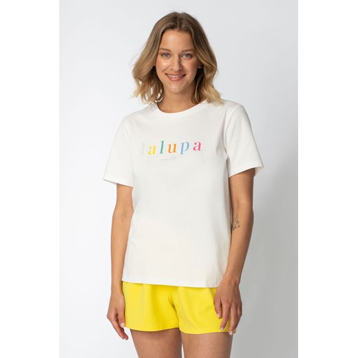 T-shirt z nadrukiem z przodu - ecru ze sklepu Cudmoda w kategorii Piżamy damskie - zdjęcie 179658094