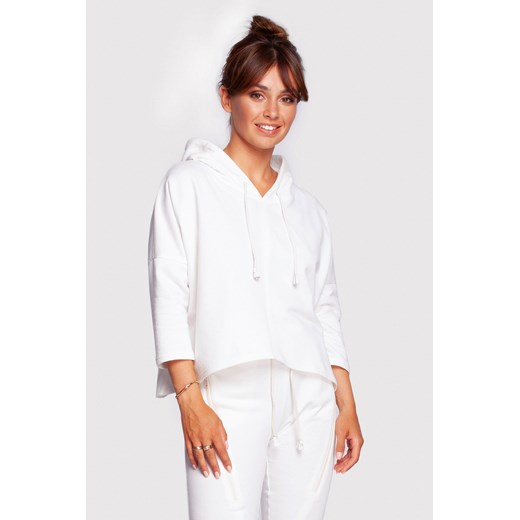 Bluza o luźnym kroju z kapturem - ecru ze sklepu Cudmoda w kategorii Bluzy damskie - zdjęcie 179658280