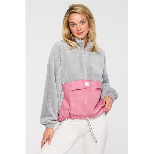 Luźna bluza pluszowa z kieszenią - model 2 ze sklepu Cudmoda w kategorii Bluzy damskie - zdjęcie 179658561
