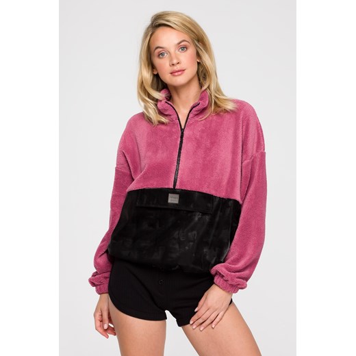 Luźna bluza pluszowa z kieszenią - model 4 ze sklepu Cudmoda w kategorii Bluzy damskie - zdjęcie 179658563