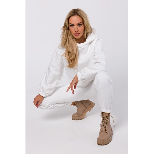 Bluza dresowa z kapturem - ecru ze sklepu Cudmoda w kategorii Bluzy damskie - zdjęcie 179659870