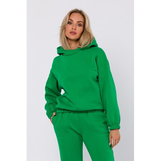 Bluza dresowa z kapturem - soczysto-zielona ze sklepu Cudmoda w kategorii Bluzy damskie - zdjęcie 179659872