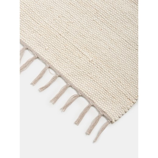 Sinsay - Bawełniany dywan z frędzlami - kremowy Sinsay One Size Sinsay