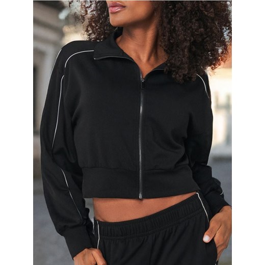 Sinsay - Krótka rozpinana bluza soft touch - czarny ze sklepu Sinsay w kategorii Bluzy damskie - zdjęcie 179663150