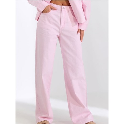 Sinsay - Jeansy wide leg high waist - różowy ze sklepu Sinsay w kategorii Jeansy damskie - zdjęcie 179663190