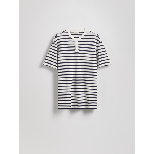 Reserved - T-shirt regular w paski - złamana biel Reserved XL Reserved