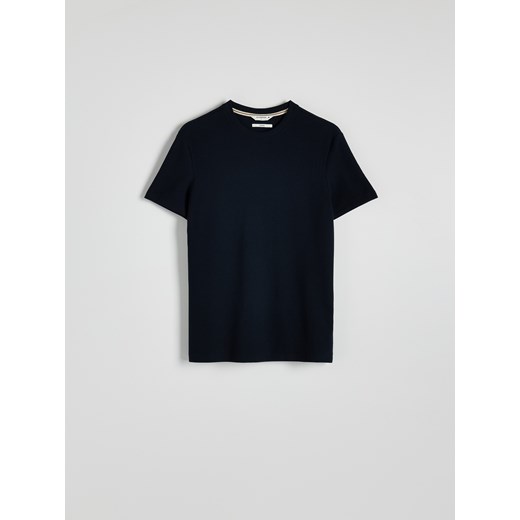 Reserved - T-shirt slim ze strukturalnej dzianiny - granatowy Reserved XXL Reserved