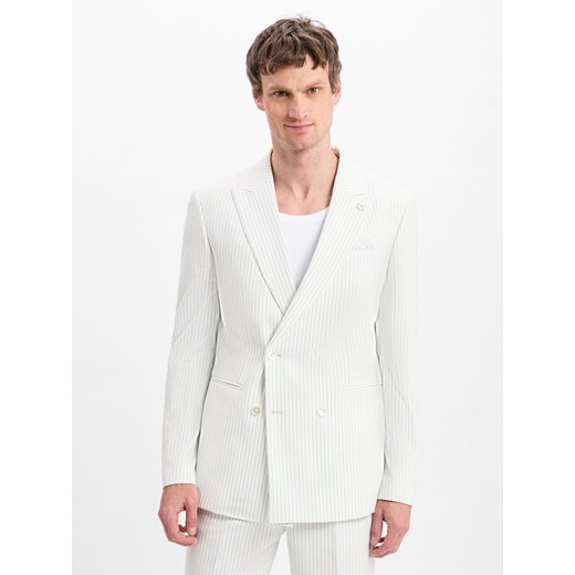 Finshley & Harding London Męska kurtka modułowa - Berry Mężczyźni Comfort Fit écru w paski ze sklepu vangraaf w kategorii Marynarki męskie - zdjęcie 179663840