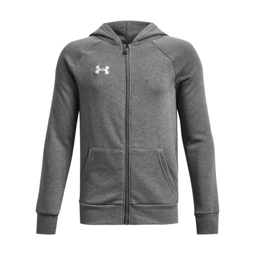 Chłopięca bluza dresowa rozpinana z kapturem Under Armour UA Rival Fleece FZ Hoodie - szara ze sklepu Sportstylestory.com w kategorii Bluzy chłopięce - zdjęcie 179664622