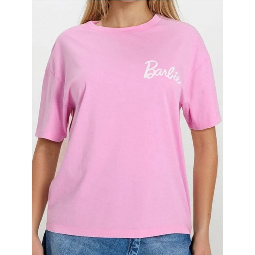 Sinsay - Koszulka z nadrukiem na plecach Barbie - różowy Sinsay XXS Sinsay