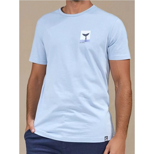 Sinsay - Koszulka z nadrukiem - błękitny ze sklepu Sinsay w kategorii T-shirty męskie - zdjęcie 179668862