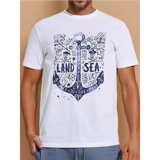 Sinsay - Koszulka z ozdobnym nadrukiem - biały ze sklepu Sinsay w kategorii T-shirty męskie - zdjęcie 179668863