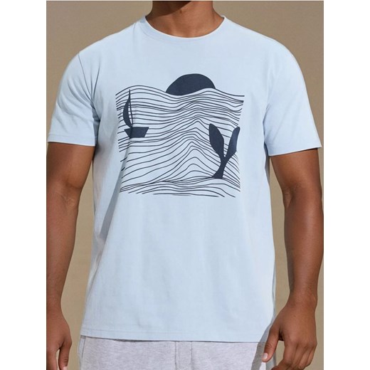 Sinsay - Koszulka z ozdobnym nadrukiem - błękitny ze sklepu Sinsay w kategorii T-shirty męskie - zdjęcie 179668864