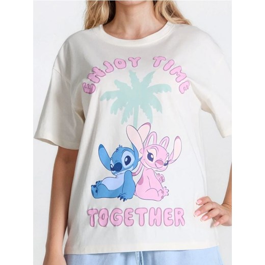 Sinsay - Koszulka Stitch - kremowy ze sklepu Sinsay w kategorii Bluzki damskie - zdjęcie 179668900