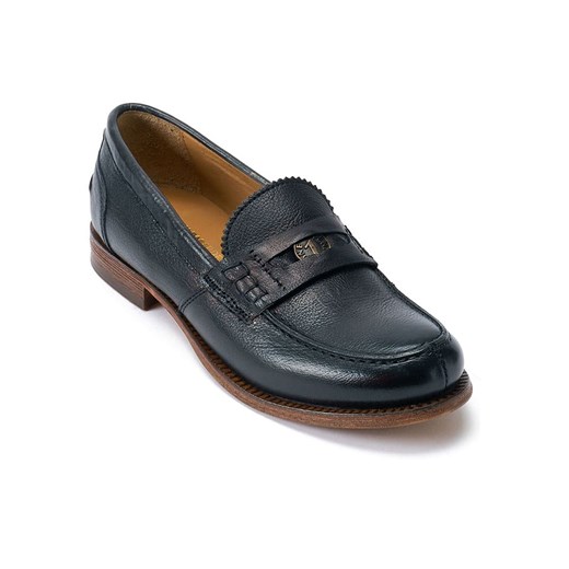 Mokasyny czarne BRITISH PASSPORT bez zapięcia płaskie 