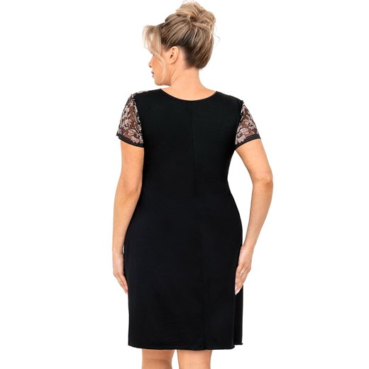 Donna czarna koszula nocna z koronką Violetta Plus Size, Kolor czarny, Rozmiar 3XL, Donna ze sklepu Intymna w kategorii Koszule nocne - zdjęcie 179673202